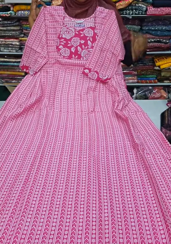 Premium Cotton Frock Style Nighty with Adjustable Rope & Side Pocket | NT3282